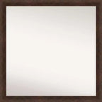 29"x29" Non-Beveled Narrow Wood Bathroom Wall Mirror Warm Walnut - Amanti Art: Modern Square, Wall Mount, Includes Hardware
