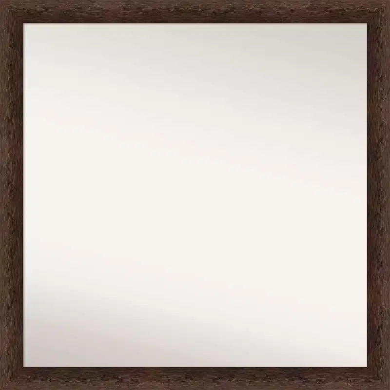 29"x29" Non-Beveled Narrow Wood Bathroom Wall Mirror Warm Walnut - Amanti Art: Modern Square, Wall Mount, Includes Hardware