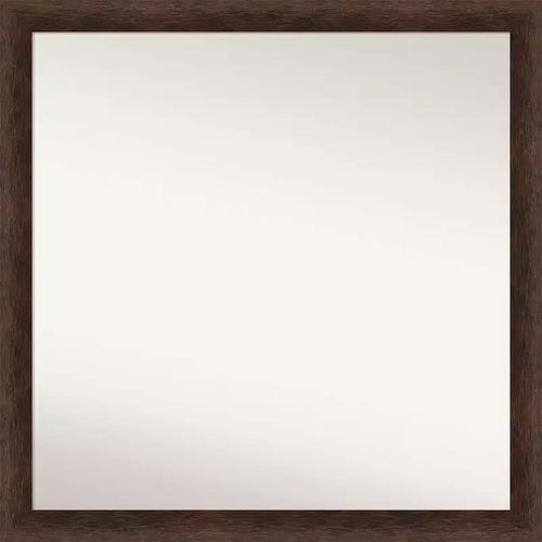 29"x29" Non-Beveled Narrow Wood Bathroom Wall Mirror Warm Walnut - Amanti Art: Modern Square, Wall Mount, Includes Hardware