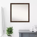 Specchio da parete per bagno in legno, senza smussature, 74x74cm, Noce Caldo - Amanti Art: Quadrato Moderno, Montaggio a parete, Ferramenta inclusa