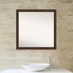 Specchio da parete per bagno in legno, senza smussature, 74x74cm, Noce Caldo - Amanti Art: Quadrato Moderno, Montaggio a parete, Ferramenta inclusa