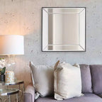 Specchio da parete decorativo moderno quadrato Howard Elliott Vogue, colore argento: 22"x22", cornice in vetro e legno, nessun assemblaggio richiesto