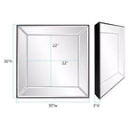 Specchio da parete decorativo moderno quadrato Howard Elliott Vogue, colore argento: 22"x22", cornice in vetro e legno, nessun assemblaggio richiesto