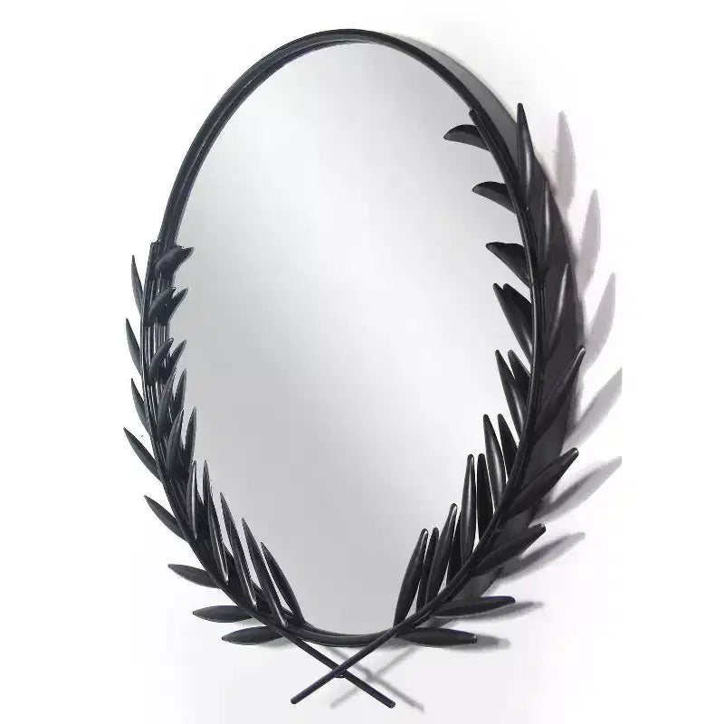 Specchio da parete 22"x21" Emperor Nero - Infinity Instruments: Cornice in ferro in stile greco, nessun montaggio richiesto