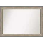 41"x29" Non-Beveled Wood Bathroom Wall Mirror Fleur Silver - Amanti Art: Modern Rectangular Design, Wall Mounted, Includes Hardware