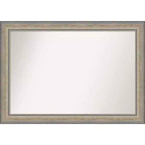 41"x29" Non-Beveled Wood Bathroom Wall Mirror Fleur Silver - Amanti Art: Modern Rectangular Design, Wall Mounted, Includes Hardware