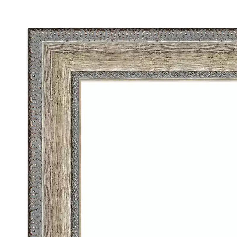 Specchio da parete per bagno in legno non smussato 41"x29" Fleur Silver - Amanti Art: Design moderno rettangolare, montaggio a parete, hardware incluso