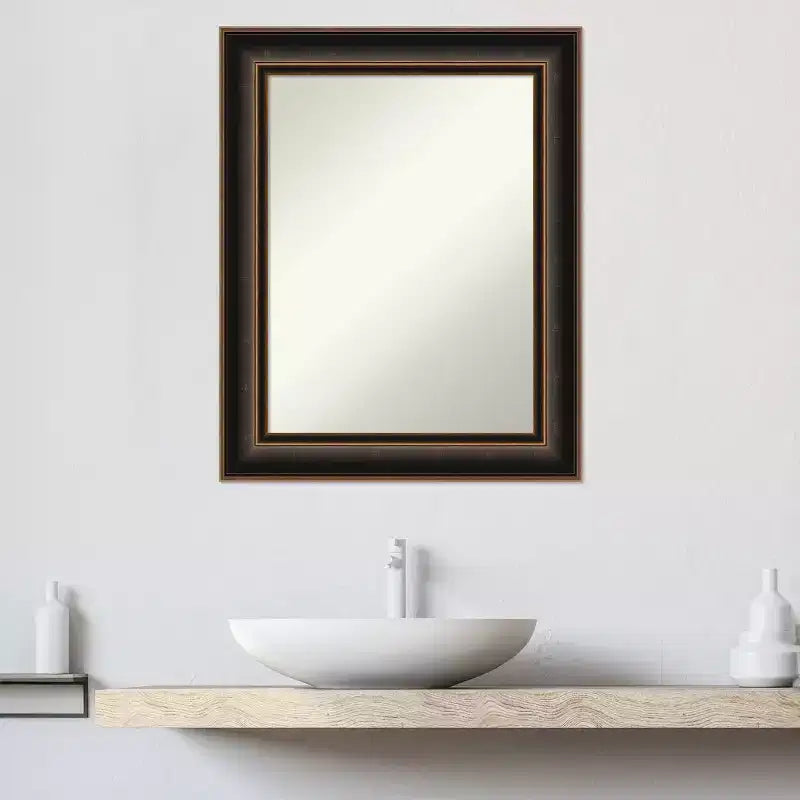 Specchio da parete Villa in legno da 24"x30", cornice in bronzo anticato, nessun assemblaggio - Amanti Art