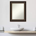 Specchio da parete Villa in legno da 24"x30", cornice in bronzo anticato, nessun assemblaggio - Amanti Art