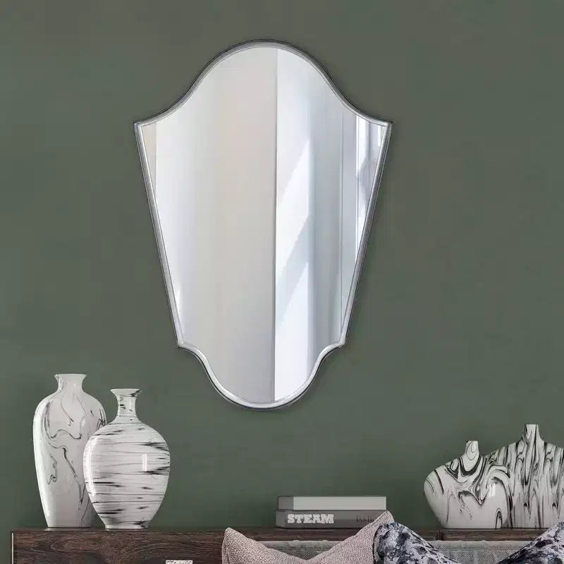 Specchio da Parete Ad Arco Howard Elliott 41.5"x29" con Cornice in Ferro Grigio Opaco: Stile Moderno, Nessun Assemblaggio, Montaggio a Parete