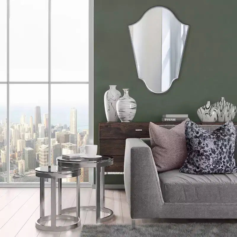 Specchio da Parete Ad Arco Howard Elliott 41.5"x29" con Cornice in Ferro Grigio Opaco: Stile Moderno, Nessun Assemblaggio, Montaggio a Parete