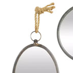 Set di 5 specchi da parete in metallo con corda, colore grigio - Olivia & May