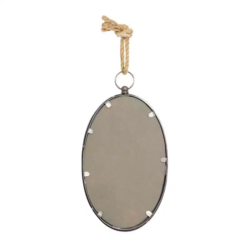 Set di 5 specchi da parete in metallo con corda, colore grigio - Olivia & May