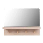 Kiera Grace 15.7" Alva Accent Mirror Shelf with 4 Pegs: Modern Rectangle, No Assembly, Wood Frame, Wall Mounted