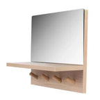 Kiera Grace 15.7" Alva Accent Mirror Shelf con 4 ganci appendiabiti: rettangolare moderno, nessun assemblaggio, cornice in legno, montaggio a parete