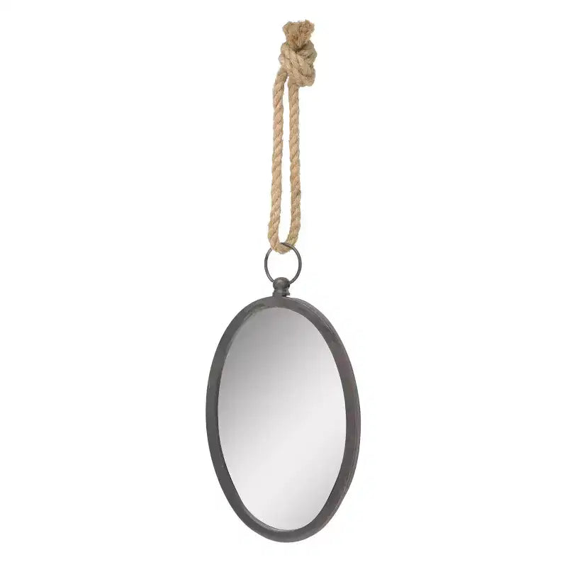 Specchio ovale grande da parete in metallo con corda, collezione Stonebriar: stile rustico, nessun assemblaggio richiesto