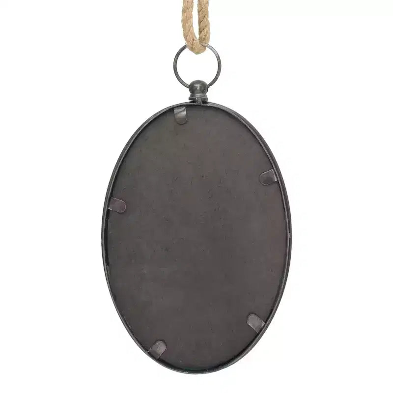 Specchio ovale grande da parete in metallo con corda, collezione Stonebriar: stile rustico, nessun assemblaggio richiesto