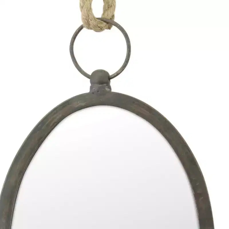 Specchio ovale grande da parete in metallo con corda, collezione Stonebriar: stile rustico, nessun assemblaggio richiesto
