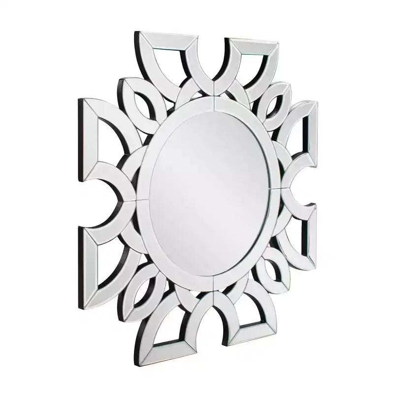 Specchio da parete rotondo simmetrico con motivo intagliato Howard Elliott Eduina 19.75"x19.75"