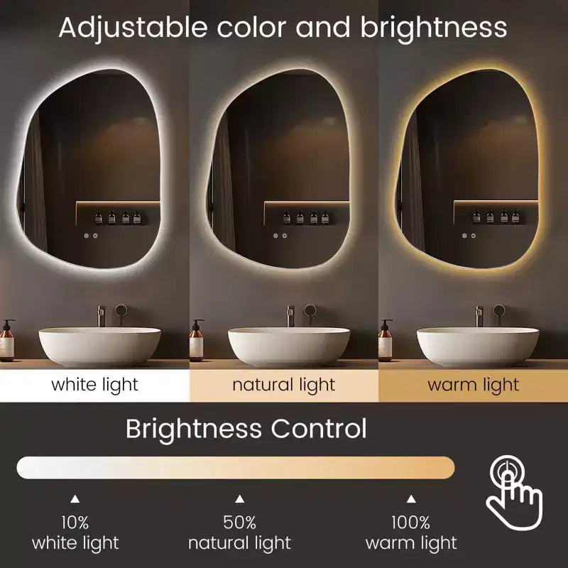 WallBeyond Specchio a LED Irregolare da 55,8 x 76,2 cm per Trucco, Trasparente