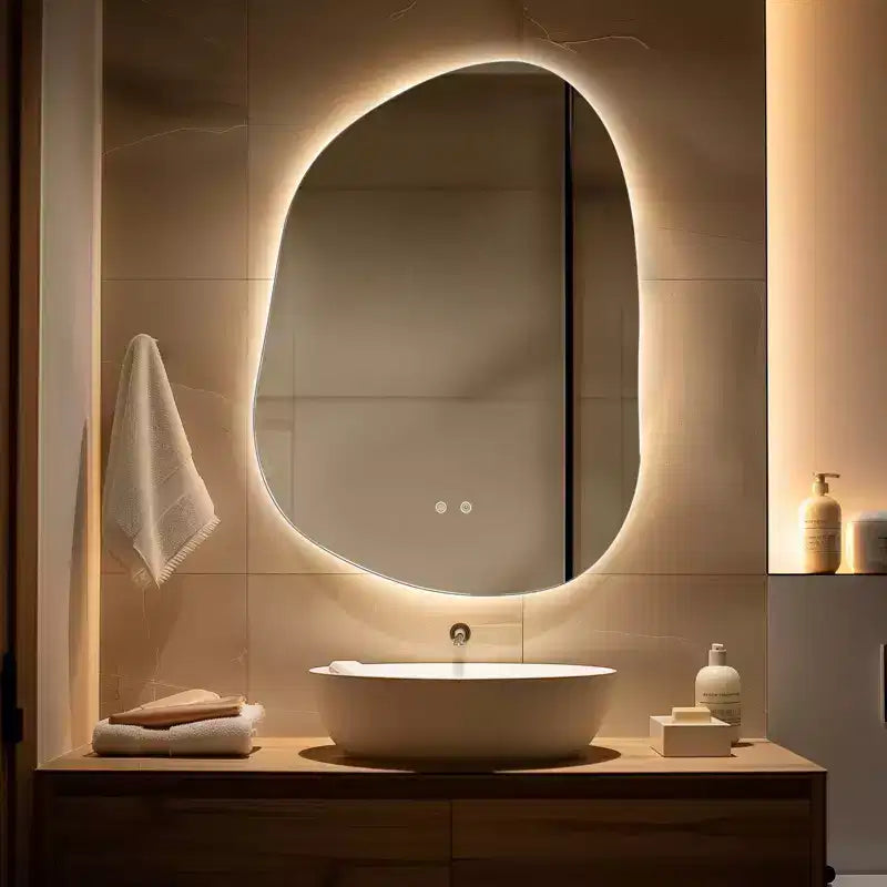 WallBeyond Specchio a LED Irregolare da 55,8 x 76,2 cm per Trucco, Trasparente