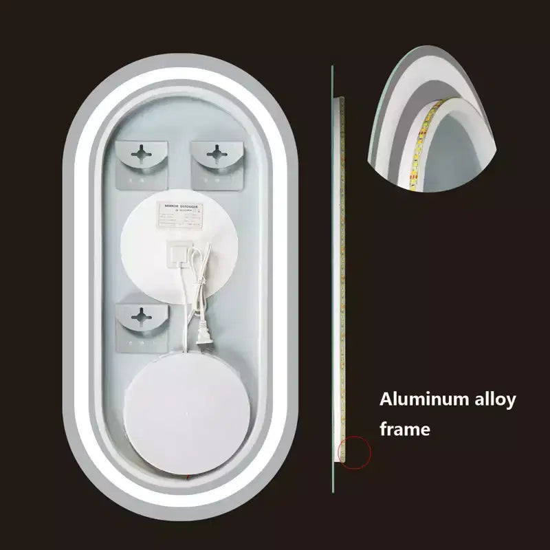 WallBeyond 15.75"x31.5" Specchio da bagno ovale a LED trasparente