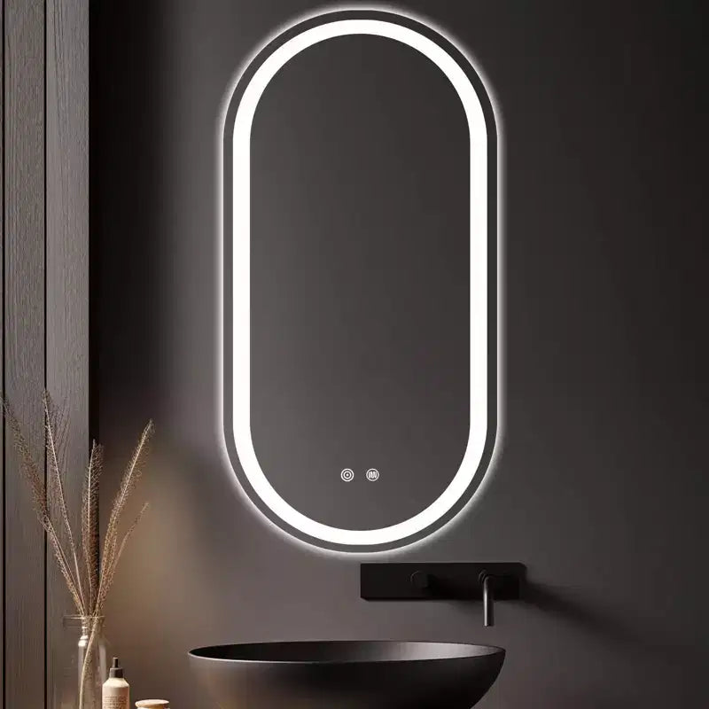 WallBeyond 15.75"x31.5" Specchio da bagno ovale a LED trasparente
