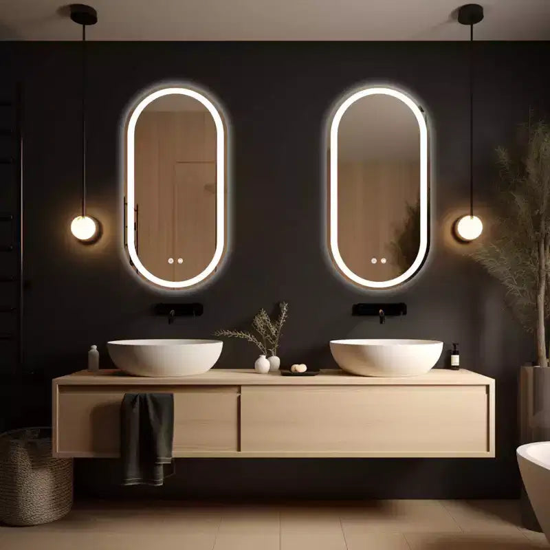 WallBeyond 15.75"x31.5" Specchio da bagno ovale a LED trasparente