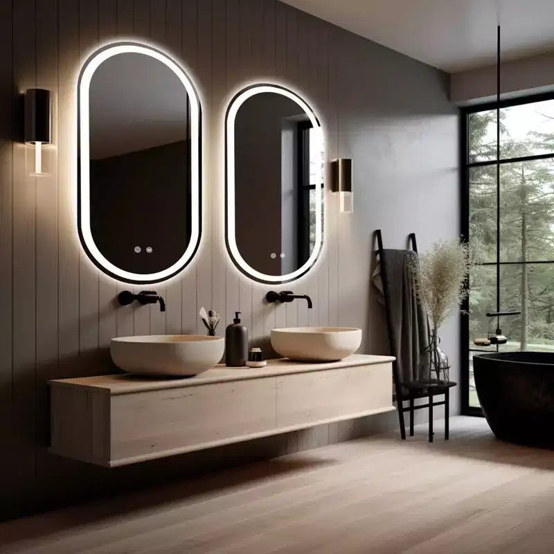 WallBeyond 15.75"x31.5" Specchio da bagno ovale a LED trasparente