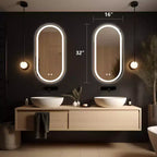 WallBeyond 15.75"x31.5" Specchio da bagno ovale a LED trasparente