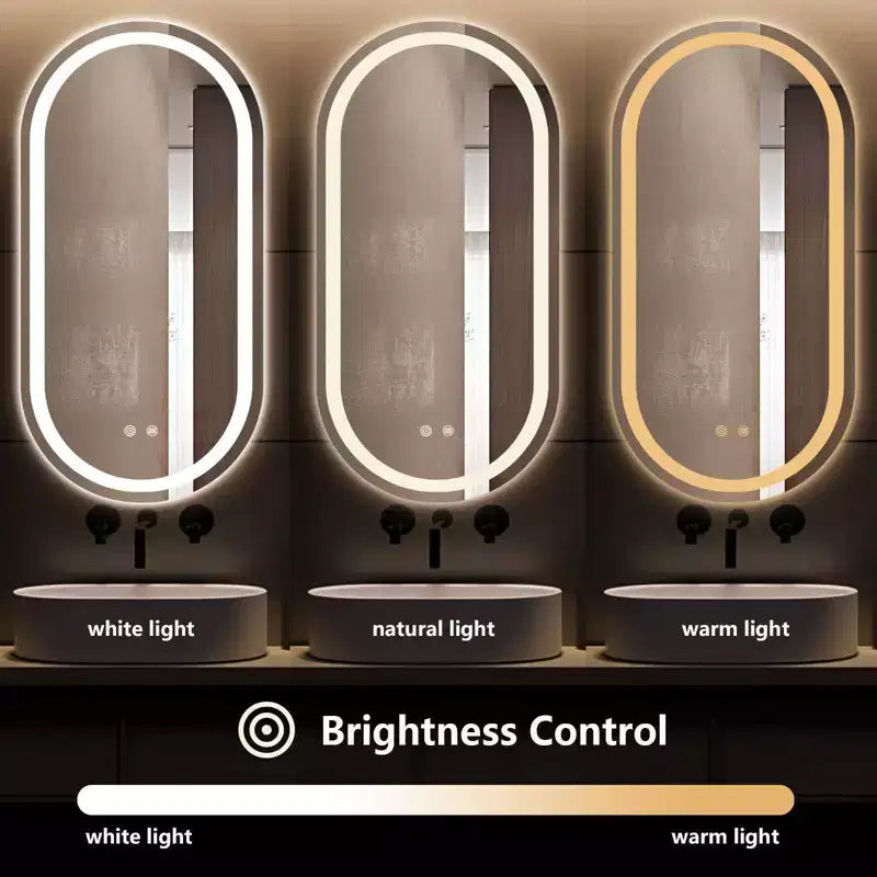 WallBeyond 15.75"x31.5" Specchio da bagno ovale a LED trasparente