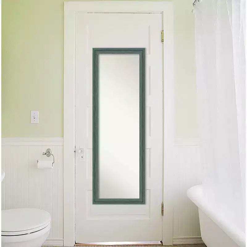Specchio da porta in legno riciclato non bisellato 45,7x132 cm Verde acqua/Grigio - Amanti Art