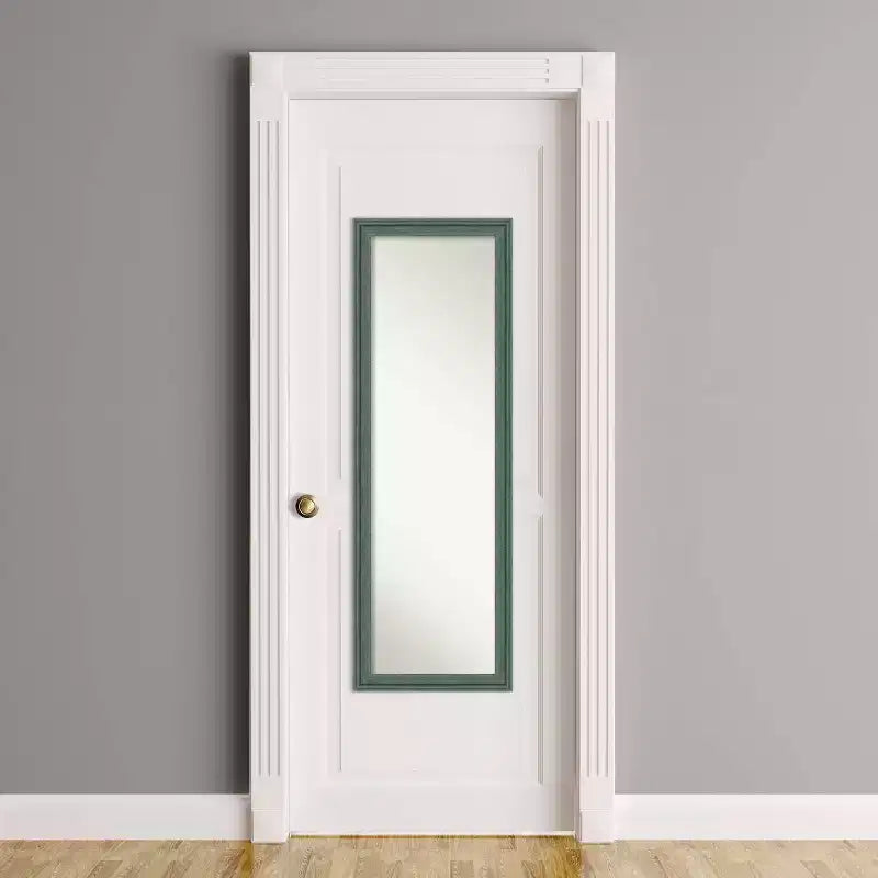 Specchio da porta in legno riciclato non bisellato 45,7x132 cm Verde acqua/Grigio - Amanti Art