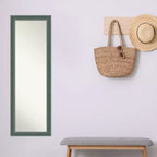 Specchio da porta in legno riciclato non bisellato 45,7x132 cm Verde acqua/Grigio - Amanti Art