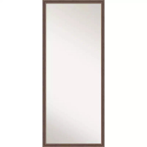 Amanti Art 27"x63" Non-Beveled Full Length Floor Leaner Mirror: Rustic Brown, Wood Frame, Wall Mount Option