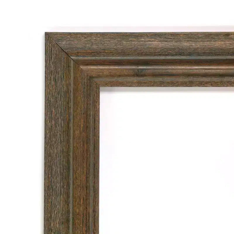 Specchio da terra Amanti Art 27"x63" non smussato: marrone rustico, cornice in legno, opzione montaggio a parete