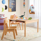 Set tavolo e sedie da attività per bambini 2 pezzi in legno naturale - Pillowfort™