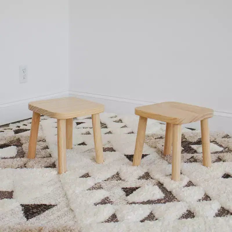 Humble Crew Set 2 Sgabelli per Bambini Legno Naturale: SL143, Design a Grana di Legno, Sedie Senza Braccioli, Pulizia a Macchia, Garanzia di 90 Giorni