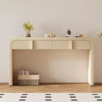 Consolle moderna da 140 cm, mobile credenza con 2 cassetti, superficie liscia e arrotondata, lucida, per soggiorno, sala da pranzo, ingresso