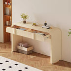 Consolle moderna da 140 cm, mobile credenza con 2 cassetti, superficie liscia e arrotondata, lucida, per soggiorno, sala da pranzo, ingresso