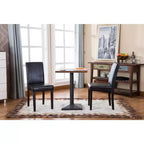 Roundhill Urban Style Solid Wood Leatherette Padded Parson Chair, Black, Set of 2