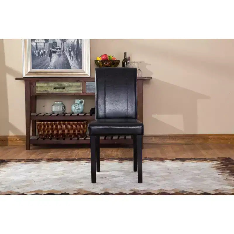 Sedie Parson con imbottitura in similpelle e legno massello Roundhill Urban Style, nero, set da 2