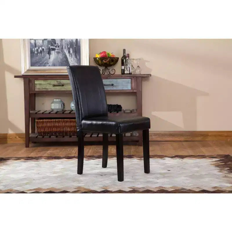 Sedie Parson con imbottitura in similpelle e legno massello Roundhill Urban Style, nero, set da 2
