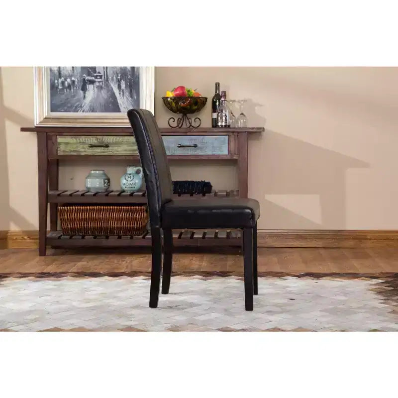 Sedie Parson con imbottitura in similpelle e legno massello Roundhill Urban Style, nero, set da 2