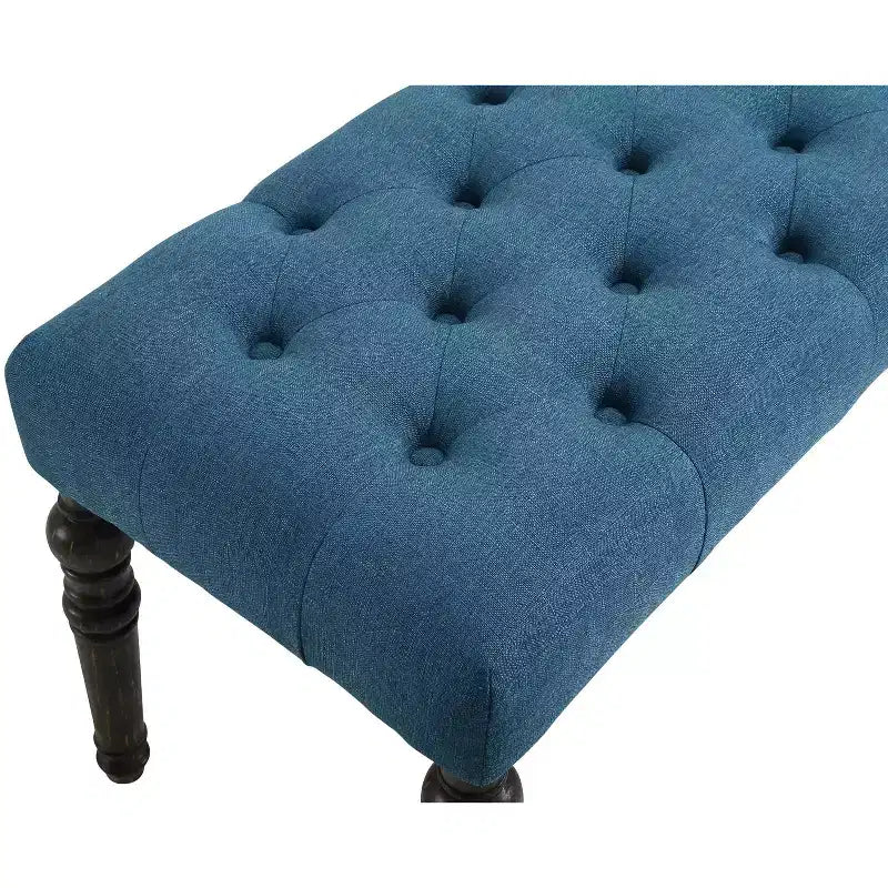 Panca da pranzo imbottita Leviton con gambe tornite, blu