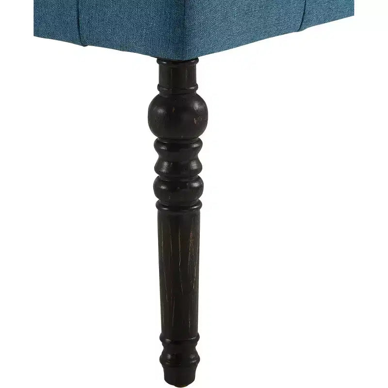 Panca da pranzo imbottita Leviton con gambe tornite, blu