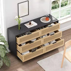 Comodino in Rattan a 6 Cassetti per Camera da Letto, Cassettiera, Comodino per Armadio, Organizzatore di Archiviazione per Ingresso Soggiorno Camera da Letto