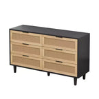 Comodino in Rattan a 6 Cassetti per Camera da Letto, Cassettiera, Comodino per Armadio, Organizzatore di Archiviazione per Ingresso Soggiorno Camera da Letto