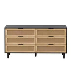Comodino in Rattan a 6 Cassetti per Camera da Letto, Cassettiera, Comodino per Armadio, Organizzatore di Archiviazione per Ingresso Soggiorno Camera da Letto