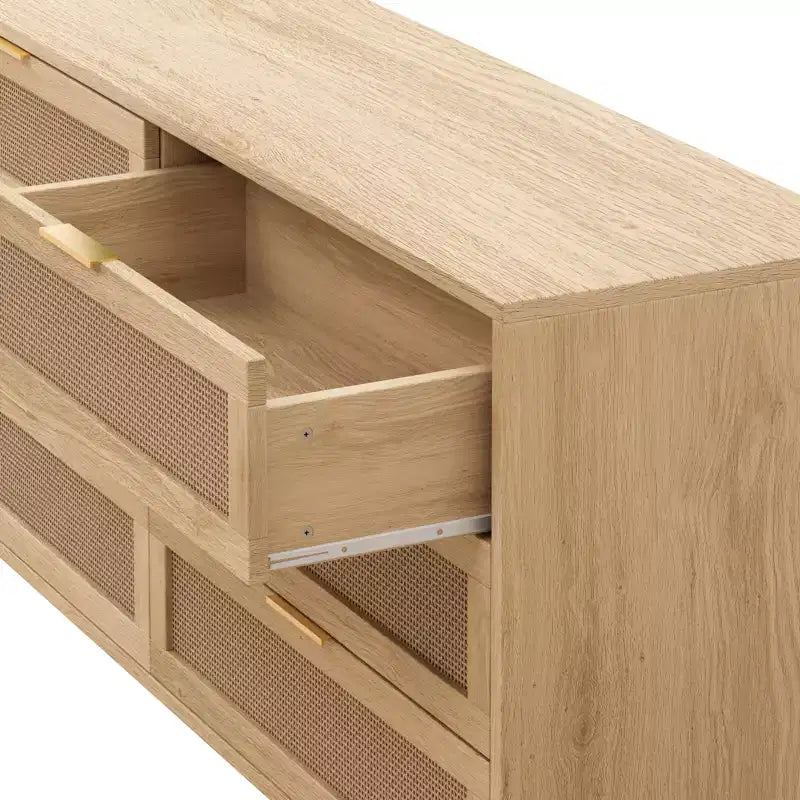 Comodino in Rattan a 6 Cassetti per Camera da Letto, Cassettiera, Comodino per Armadio, Organizzatore di Archiviazione per Ingresso Soggiorno Camera da Letto